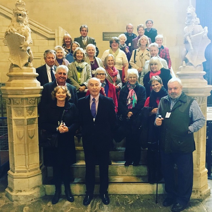 A guided tour of the Houses of Parliament -  WI members and villagers photographed with Therese Coffey, Suffolk Coastal MP